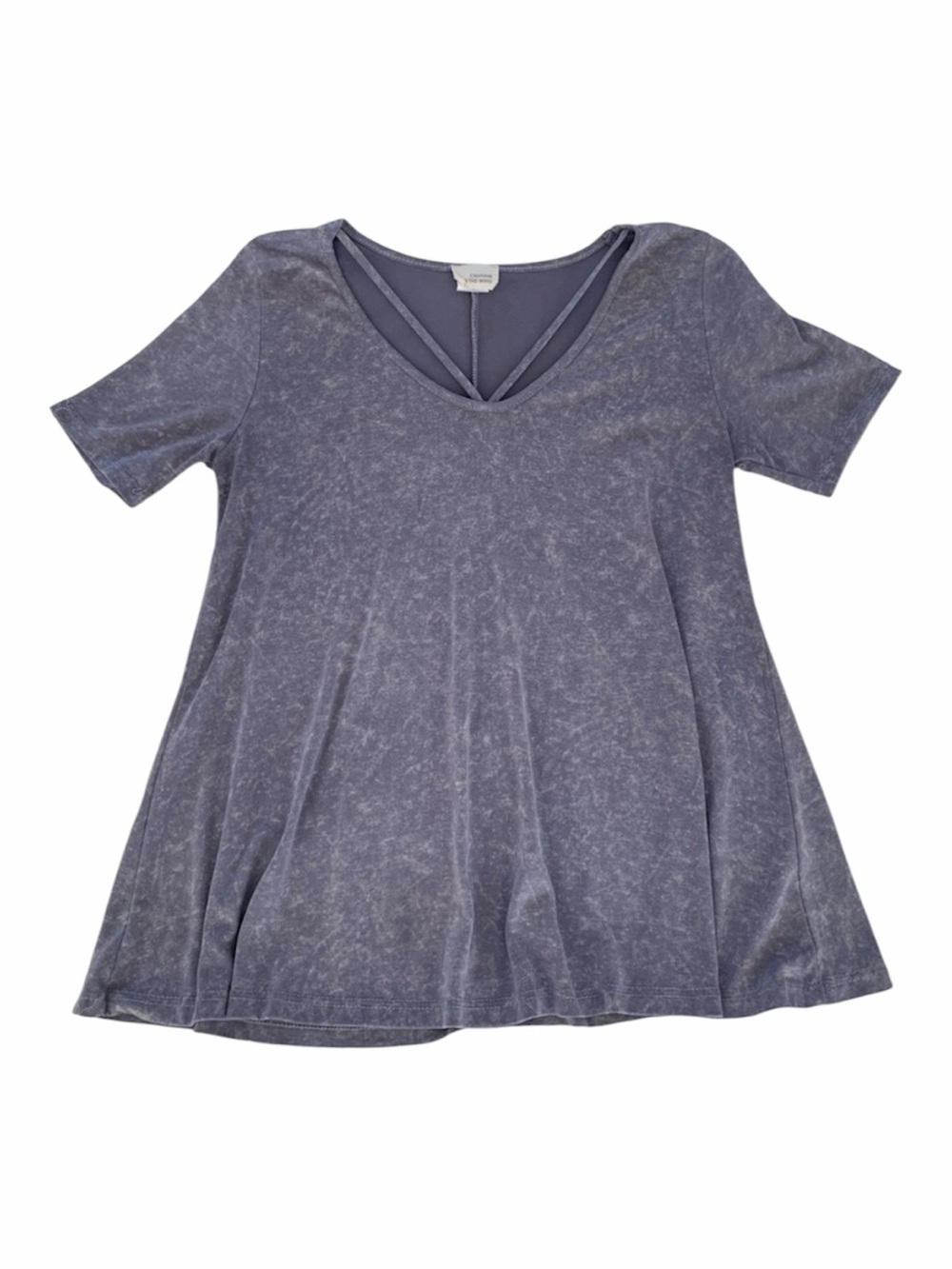 Caution to the Wind Swing Top Women’s S Marled Blue Short Sleeves Lightweight